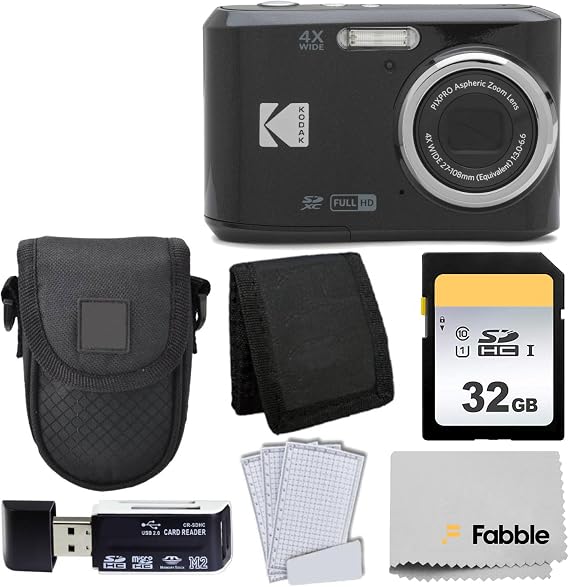 Kodak PIXPRO FZ45 Digital Camera Bundle with Black Point & Shoot Camera Case + Transcend 64GB SD Memory Card + Tri-fold Memory Card Wallet + Hi-Speed SD USB Card Reader + More (Black)