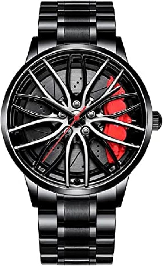 Creative Watches for Men,Men Custom Design Waterproof Sport Watch,Men 3D Car Wheel Quartz Wrist Watch A