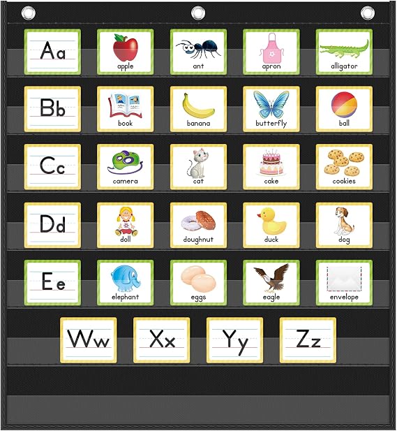 Eamay Standard Pocket Charts, Black Pocket Chart for Classroom,Teacher Supplies(28W*28L)