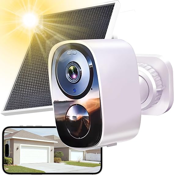 HITELLARCAM 2026 Upgraded 2K Security Cameras Wireless Outdoor with Solar Panels, Free Cloud Storage, AI Motion Detection Spotlight Siren Alarm Outdoor Camera Wireless, 2-Way Talk, IP66 Waterproof