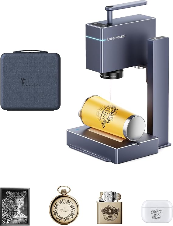 LaserPecker L3 Laser Engraver for Metal & Plastic Marking, 1064nm Pulsed Infrared Fiber Laser Engraving Machine with 800 mm/s High Speed Marking - with Roller + Case