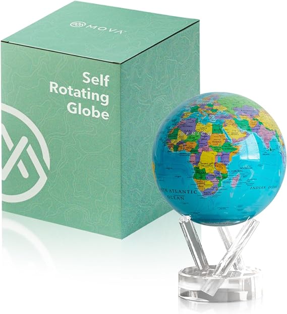 MOVA Self Rotating Globe, Ocean Blue Political Map Classic (4.5")