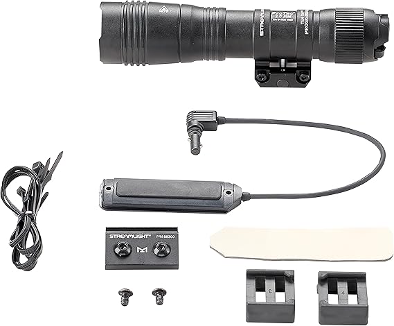 Streamlight 89009 ProTac 2.0 2000-Lumen Rail Mount High Lumen Tactical Rechargeable Long Weapon-Mounted Flashlight with Straight Pressure Switch, SL-B50 Battery Pack and USB-C Cord, Black