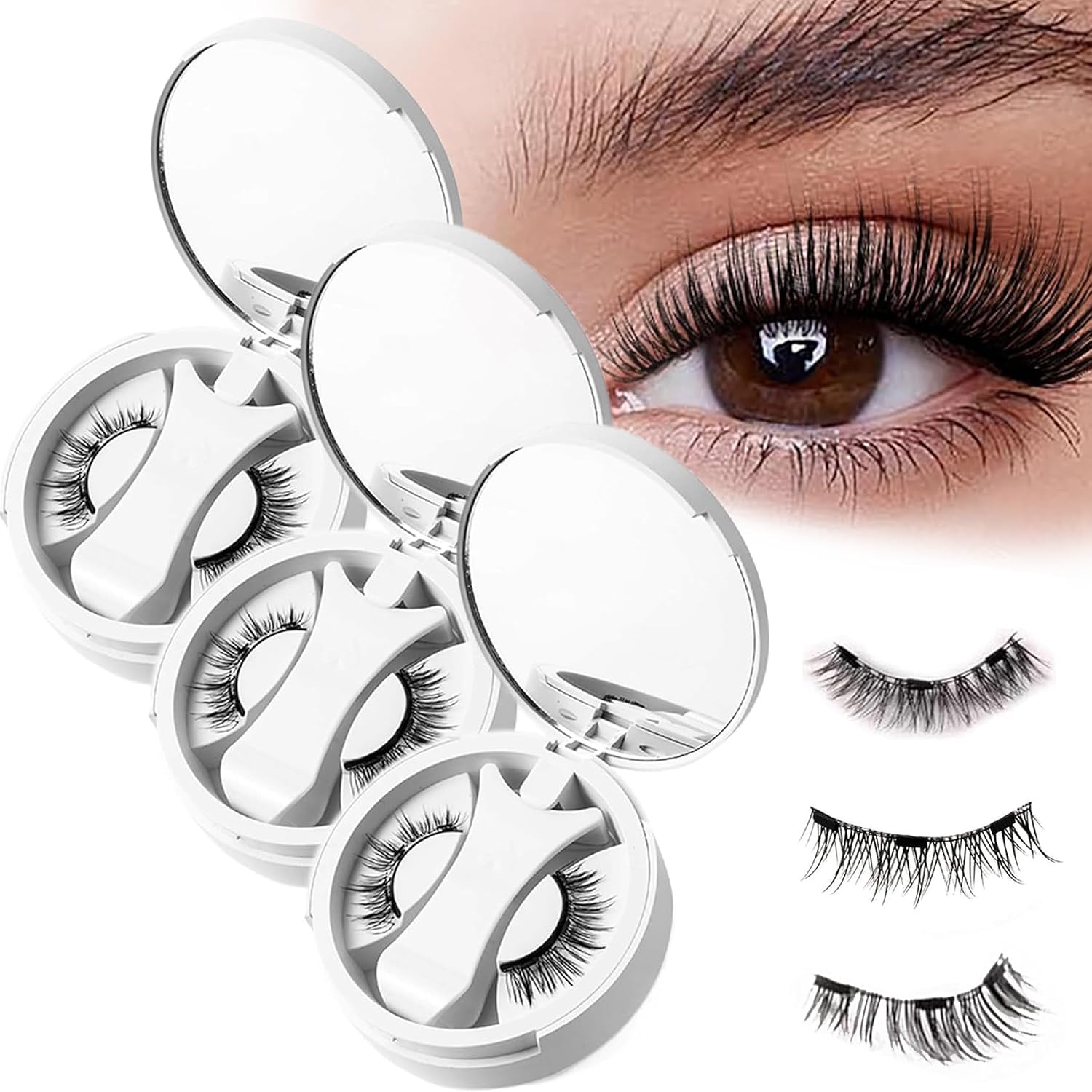 Lumilux Brillash Magnetic Lash Kit - Elara Craft Magnetic Eyelashes - Natural Look 3PCS-MIX