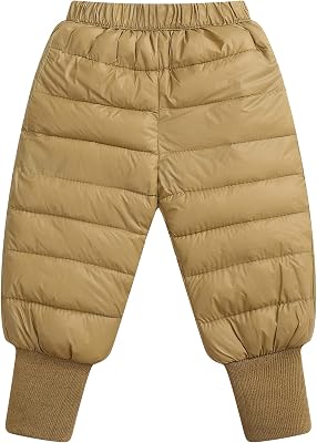 Happy Cherry Baby Winter Warm Pants with Leg Openings Little Boys Girls Winter Warm Utility Down Pants 6-9M Khaki