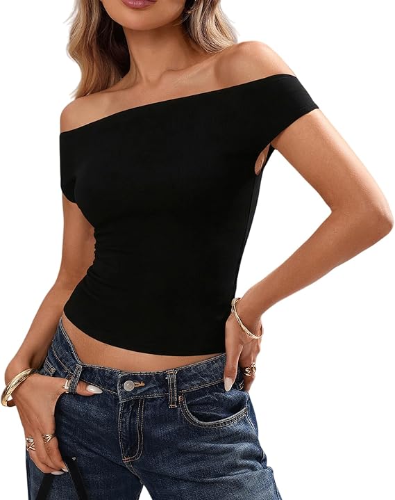 Off the Shoulder Tops for Women Sleeveless Polka Dot Crop Tops Asymmetrical Ruched Shirts Summer Casual Y2K T Shirts