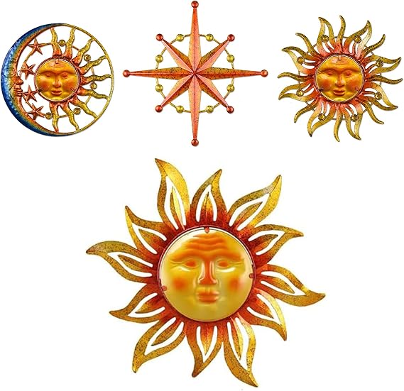 BVLFOOK Sun Metal Wall Art 4Pcs