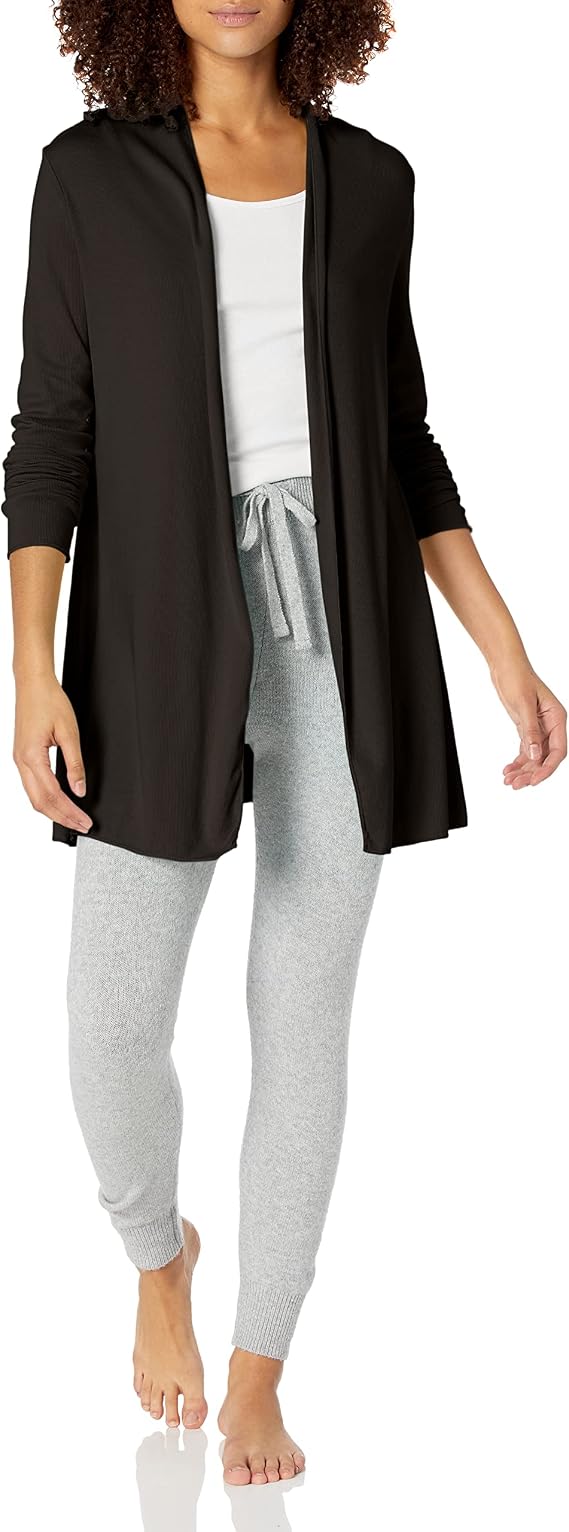PJ Harlow Women's Amelia Robe - Rib Knit Long-Sleeve Cardigan With Merrow Edge Trim