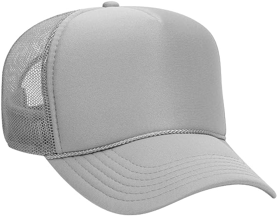 OTTO 5 Panel Mid Profile Mesh Back Trucker Hat Polyester Foam Front Gray
