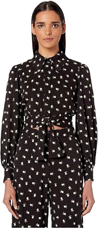 Embroidered Tie Hem Blouse