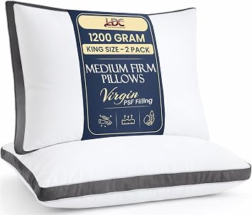 King Size Pillows Set of 2 for Sleeping - LUX Decor Gusseted Bed Pillows, Down Alternative Hotel Quality, Cooling Breathable Microfiber Cover, Hypoallergenic, Machine Washable - Grey, 36x18