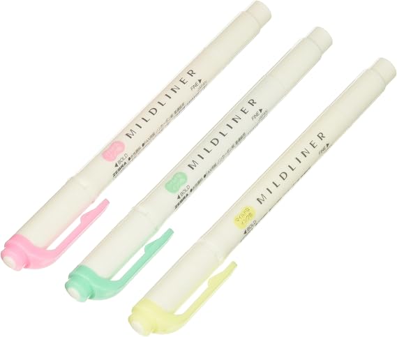Zebra Highlighter Mild Liner, 3 Color Set (WKT7-3C)