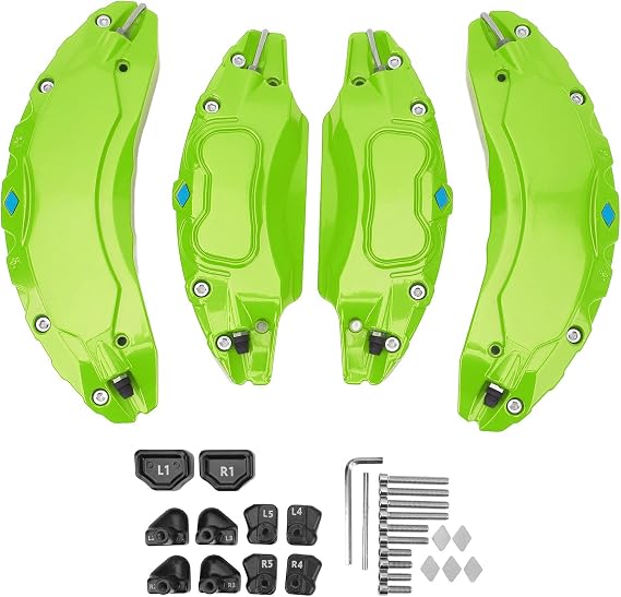 4 PCS Car Caliper Cover, Car Disc Brake Caliper Cover, Brake Caliper Cover, Front Rear Brake Caliper Cover for Automotive Cars Vehicles 18in 19 in Wheels Hub (Green)