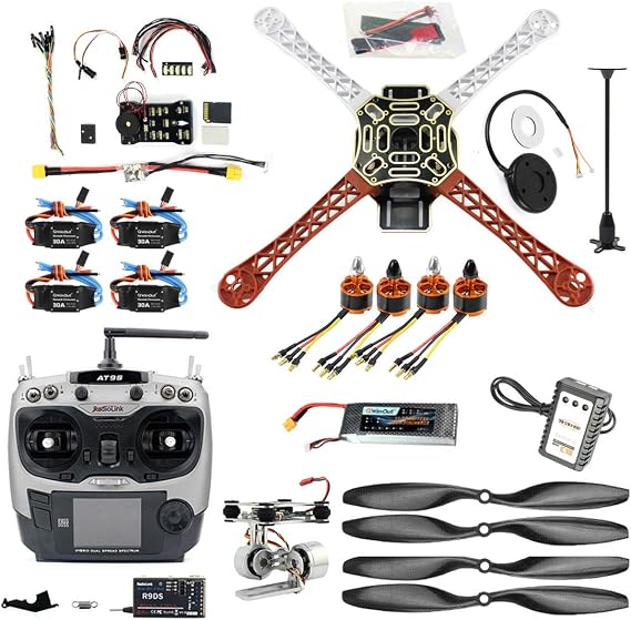 QWinOut DIY FPV Drone Quadcopter 4-axle Aircraft Kit :F450 450 Frame + PXI PX4 Flight Control + 920KV Motor +GPS + AT9 Transmitter + Gimbal Camera Mount