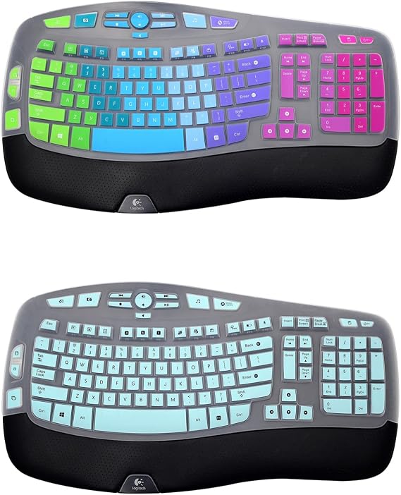1Pcs Rainbow Keyboard Cover and Gradient Mint Keyboard Cover for Logitech K350 MK550 MK570 Wireless Wave Keyboard
