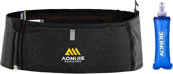 Running Belt with 250ML Soft Flask, Lightweight Flip Waist Belt for Marathon Climbing Jogging Cycling Workout Fitness (X-Large)