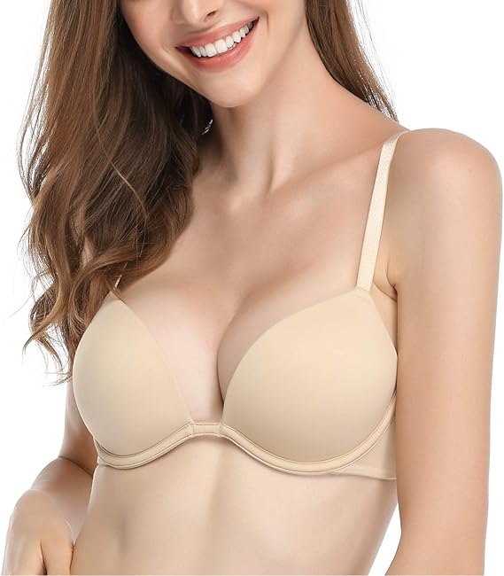 Deyllo Womens Push Up Underwire Bra Super Padded T-Shirt Bra Add Two Cups
