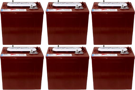 Trojan T-605 6V Lead Acid Battery, 210Ah 20-Hr Rate - Set of 6