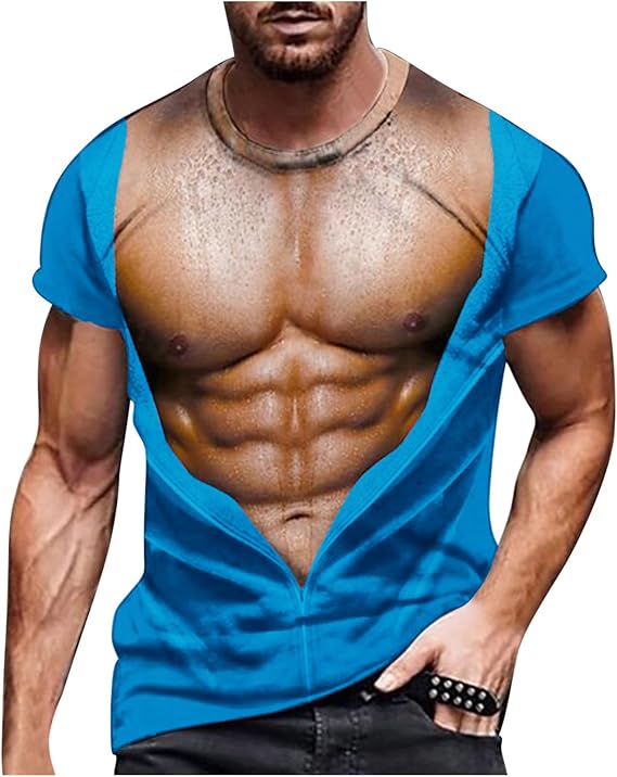 Mens Shirts Casual Stylish Big and Tall Short Sleeve Muscle Print Graphic Tee Shirts Athletic Gym Workout Tee Top
