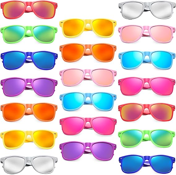 Pibupibu 10/20 Pack Neon Party Sunglasses Bulk, Unisex Adult | Party Favors, UV400 Protection, Retro 80s 90s Shades, For Daily Wear, Vacation, Birthday, Bachelorette, Pool, Beach Parties