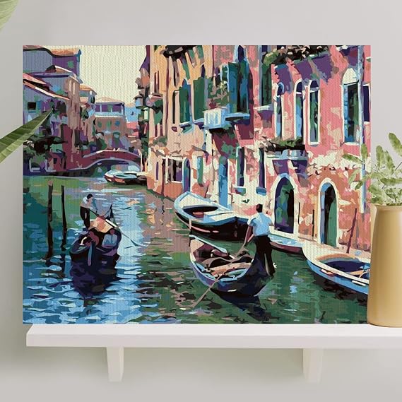 Palmiye Hobi Sanat Sayılarla Boyama Tuval Seti Fırça Boya Dahil (Çıtalı) 40x50 CM - Venedik