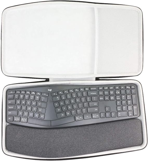 co2CREA Hard Travel Case for Logitech Ergo K860 Wireless Ergonomic Keyboard | Portable Storage, Space For Keyboard Accessories, Organized Interior, Secure Zipper