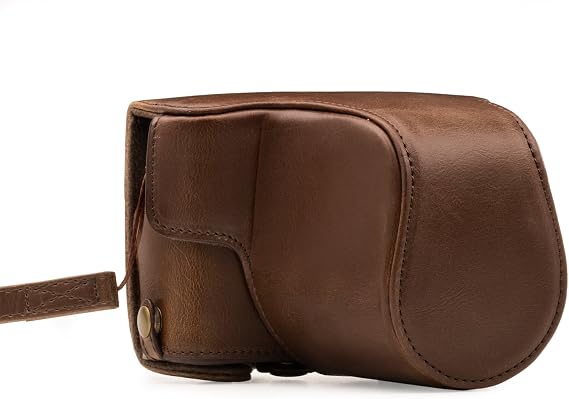 MegaGear Canon EOS M100, M200 (15-45mm) Ever Ready Leather Camera Case and Strap, with Battery Access - Dark Brown - MG1326