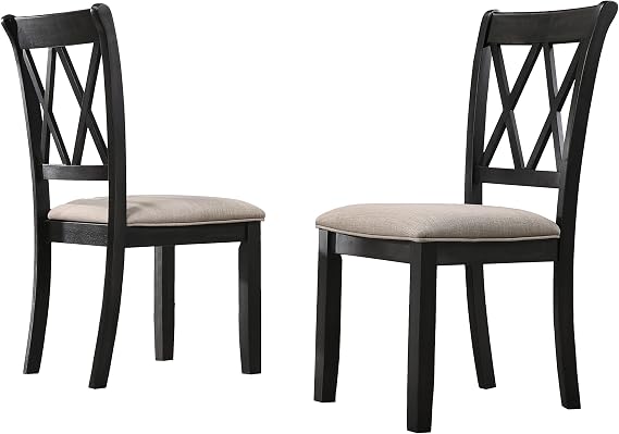 Roundhill Furniture Windvale Fabric Upholstered Dining Chair, Set of 2, Brown