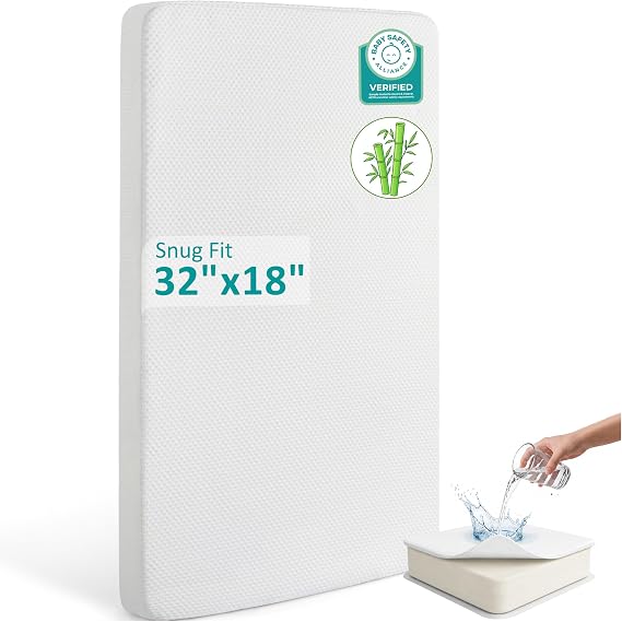 Bassinet Mattress 32x18 Rectangle Baby Waterproof Replacement Pad
