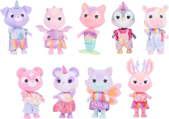 Honey Bee Acres Rainbow Ridge Pals - 9 Mini Flocked Dolls - Ages 3+