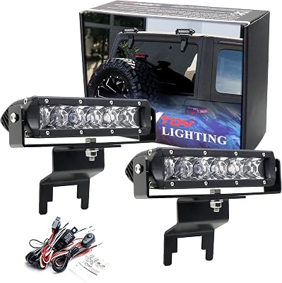 iJDMTOY Above Rear Window Mount Dual 6-Inch LED Light Bar Kit, Compatible with Jeep 2007-up Wrangler JK JL Hardtop, Include 2 30W LED Lightbar, Back Windshield Hinge Brackets & Wiring Relay