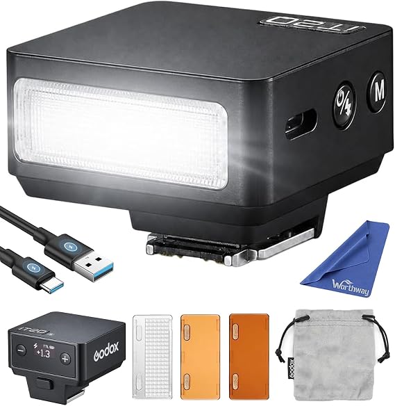 GODOX iT20 S TTL Flash for Sony ZV-1, ZV-1 II, ZV-E10, A7C, A6400, A6000 | 1.5s Recycle Time, 6 Levels Output (1/32-1/1), Magnetic Diffuser & Filters, Built-in Lithium Battery, 700 Full Power Flashes