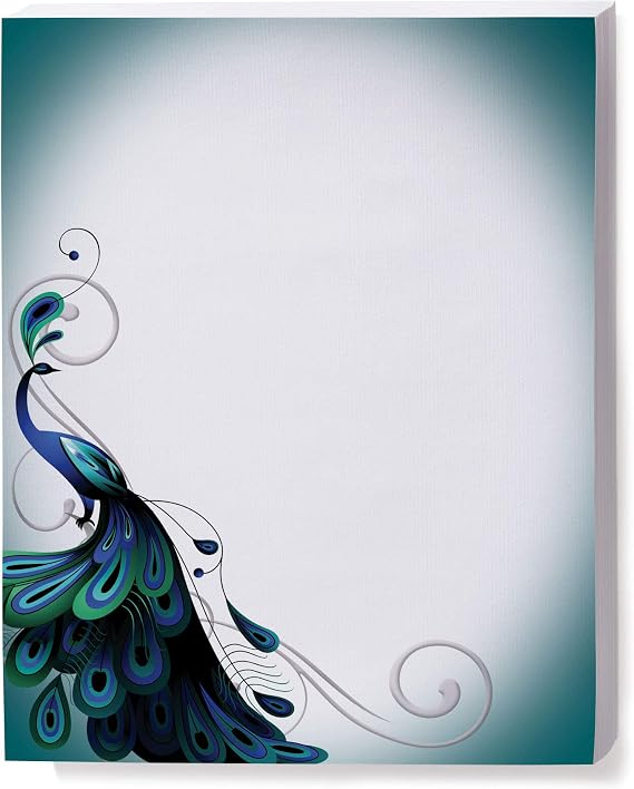 PaperDirect Magnificent Peacock Envision Invite Special Event Theme Paper Stationery, Border Paper, Letterhead 8.5 x 11, 100 sheets, Elegant Premium Writing Paper, Decorative Printer Paper