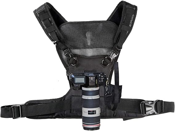 Nicama S-VEST Pro Dual shoulder Camera Harness for 1 Camera, Carrying Chest Vest for Canon 6D 5D2 5D3 Nikon D800 Sony A7S A7R Panasonic Olympus DSLR Cameras Climbing Wedding Travel Hiking, for ZOOM H6