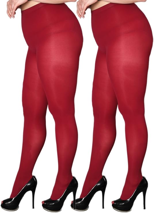 SUREPOCH Plus Size Tights for Women, Ultra Large Up To 6x, 20 Colors Semi Opaque Control Top, Soft High Waist Pantyhose