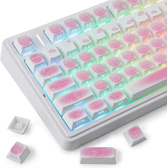 Sunzit 130 Keys Side Printed PBT Keycaps Set, Shine Through Custom Key caps
