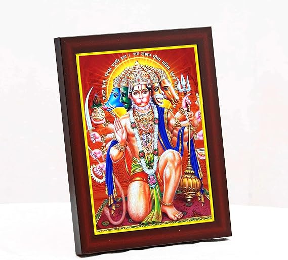 zig zag Lord Panchmukhi Hanuman Ji Photo Frame For Wall Table Size Small (6x8 inches, Acrylic Glass)
