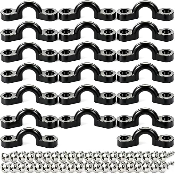 Kayak Pad Eye Kit, 10PCS Nylon Bungee Deck Loops Tie Down Pad Eye with 20 Screws for Boat Kayak Deck Rigging Kit