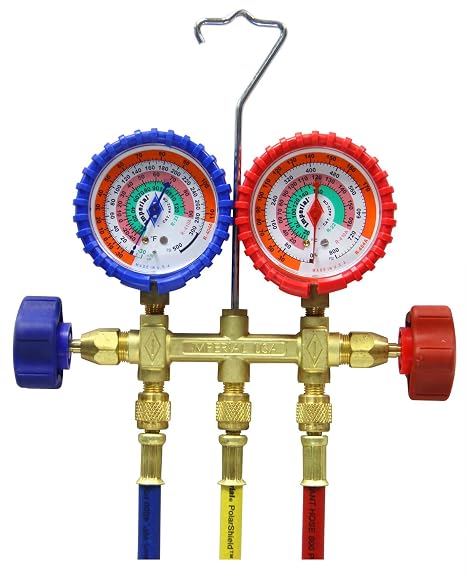 Imperial Tool 500C Brass Manifold R12 2-Valve, R22, R502, 3" - 60" Hoses