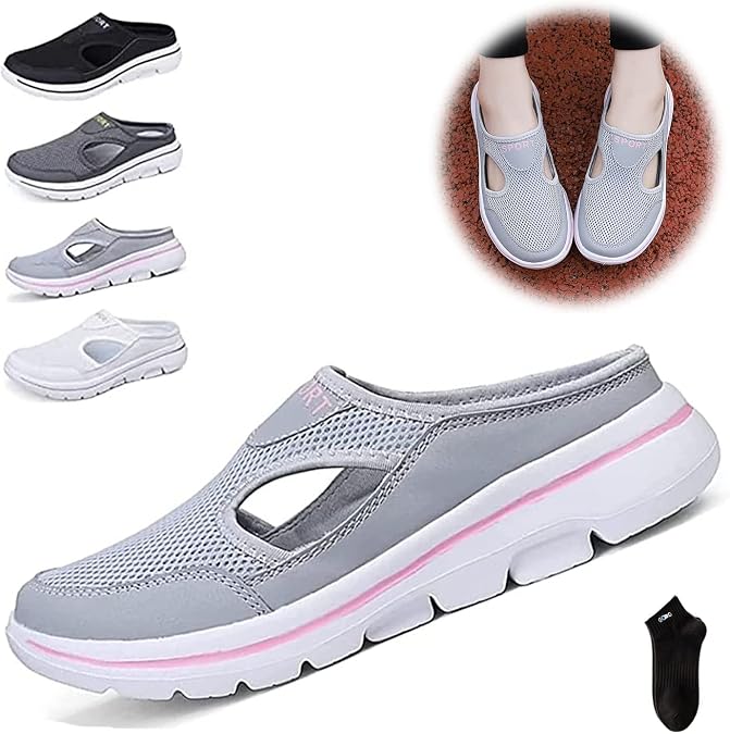Men's Comfort Breathable Support Sports Sandals, Heelless Air Breathable Mesh Sport Sandals, High Elasticity Non-Slip Walking Shoes for Mens and Womens
