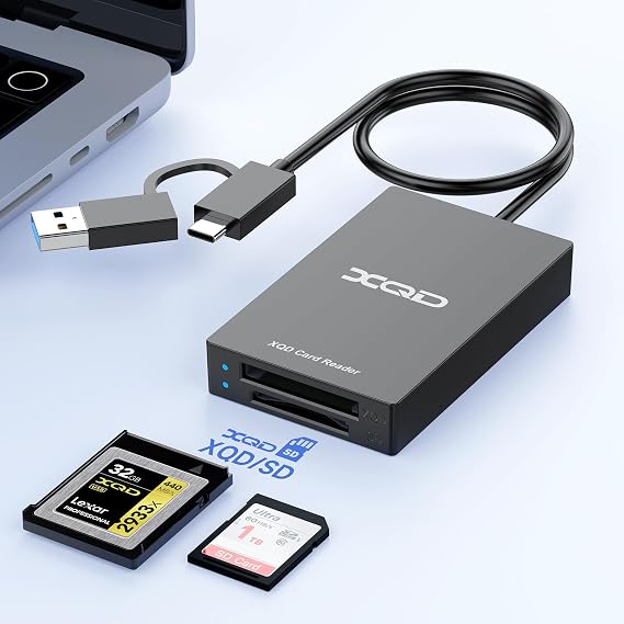 USB C XQD Card Reader,SD Card Reader for iPhone 15/iPad,USB A/Type C Dual-Slot USB3.0 Memory Card Reader for Sony G/M Series, Lexar 2933x/1400x USB Mark XQD,SD/SDHC for Apple/Windows/Mac/Android