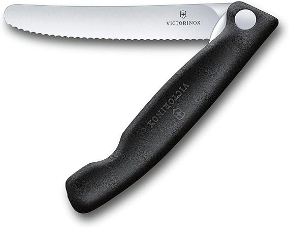 Victorinox Swiss Classic Foldable Paring Knife, Wavy Edge Black 4.3 in