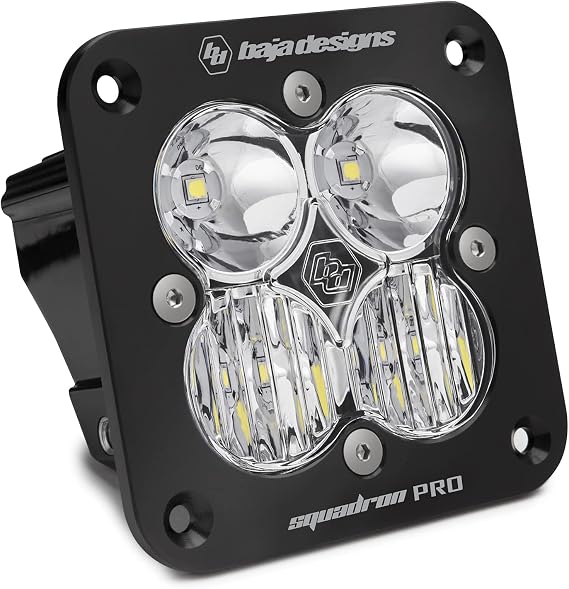 Baja Designs Squadron Pro Black Flush Mount LED Light Pod (Driving/Combo; Clear)
