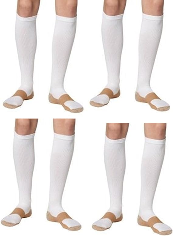 Compression Copper Socks (4 Pair) Over the Calf Below Knee Men Woman Pain Ache Swelling Relief Support Stockings
