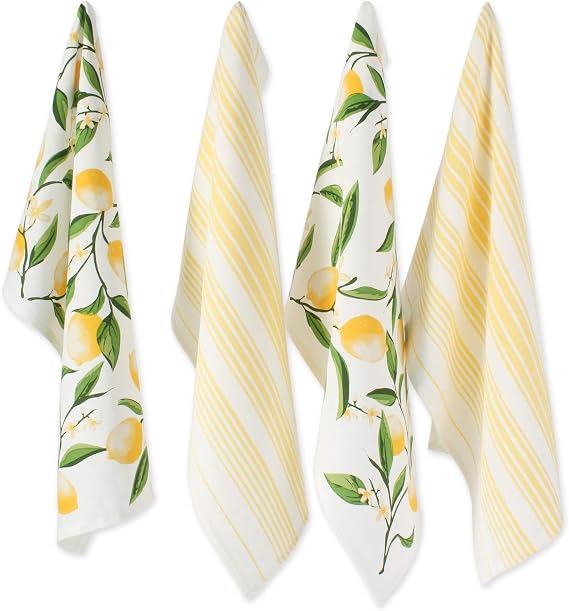 DII Lemon Bliss Kitchen Collection, Dishtowel Set, 4 Count