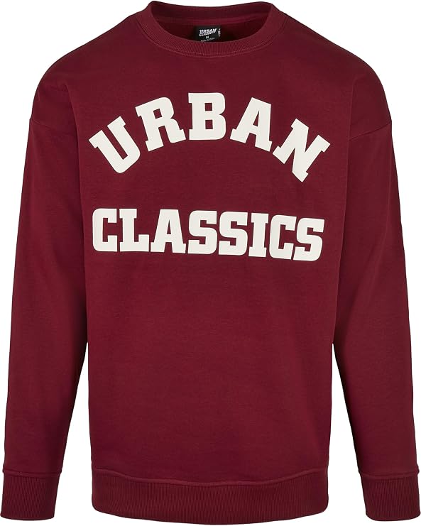 Urban Classics Men Sweatshirt College Print, Color:Burgundy, Size:L