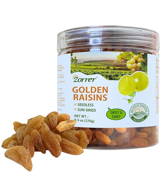 Zorrer Premium Golden Raisins, 9.5 oz, Seedless, No Sugar Added, Non-GMO