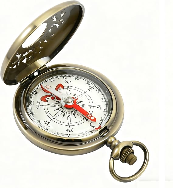 aiGear Retro Pocket Compass, Copper Alloy Hiking Compass
