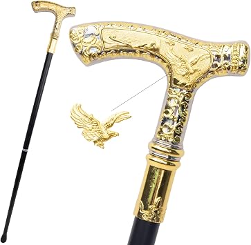 Golden White Luxury Eagle Handle Walking Cane Fashion Decorative Walking Stick Gentleman Elegant Cosplay Cane Knob Crosier 89cm