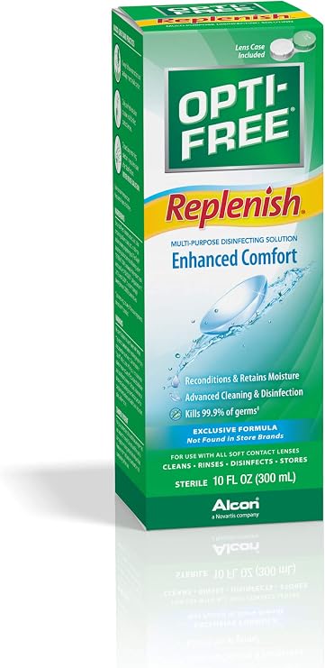 Opti-Free Replenish Multi-Purpose Disinfecting Solution Twin Pack with 2 Lens Cases, 10 Fluid Ounces Each - 2 Count